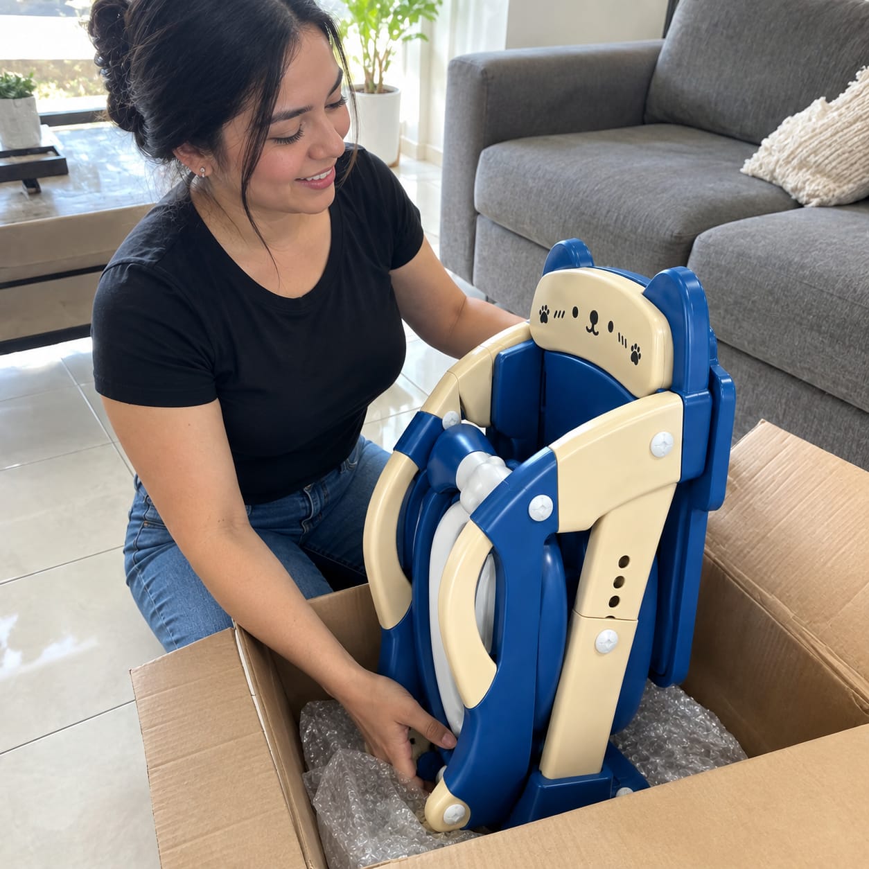 Customer photo review of Entrenador de niño con  Baño 2 en 1 y Escalera Plegable