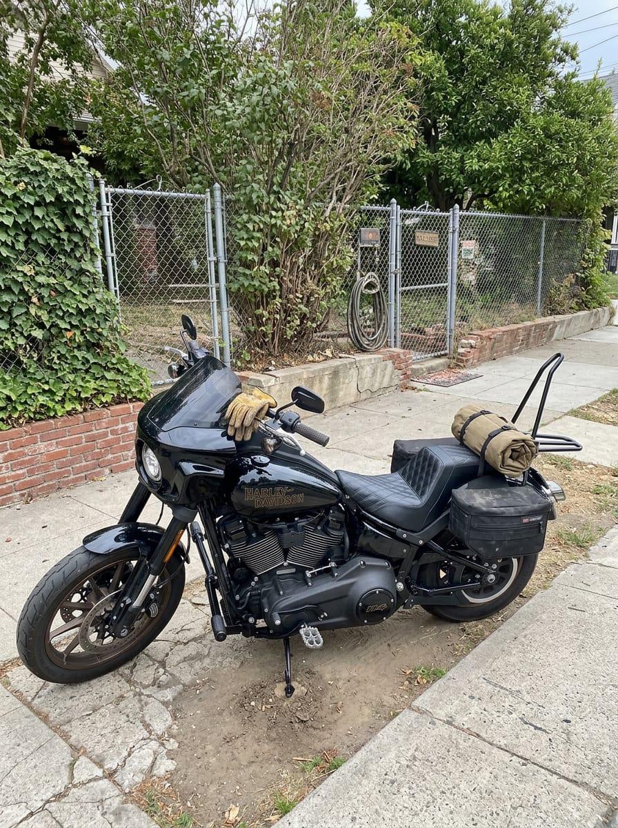Customer photo review of 18L - Patriot Medium Motorcycle Throw Over Saddlebags for Harley Softail Low Rider S FXLRS