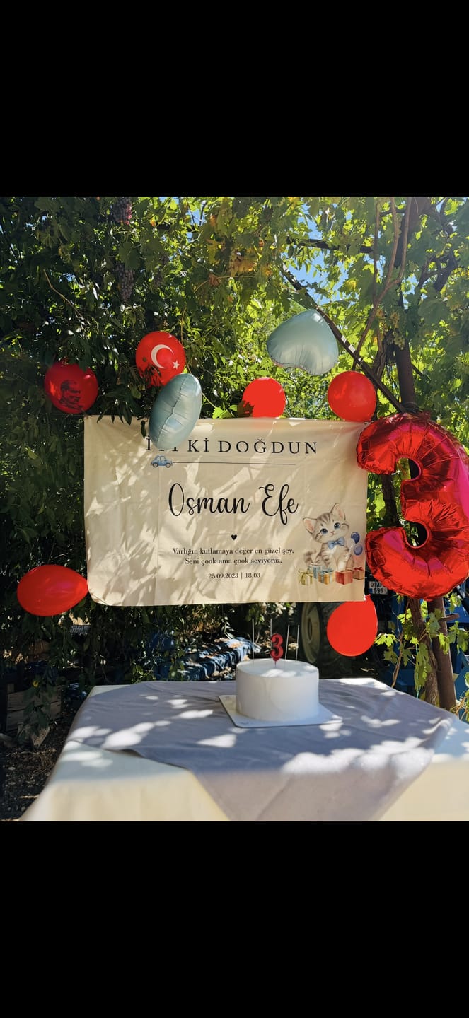 Customer photo review of Kişiselleştirilebilir Aslan Figürlü Doğum Günü Örtüsü (#108)