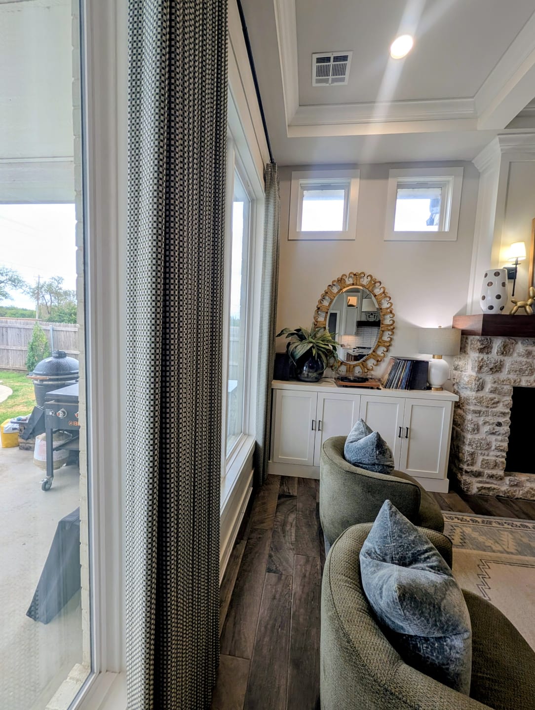 Customer photo review of Frankie Blackout Pixel Check Curtains