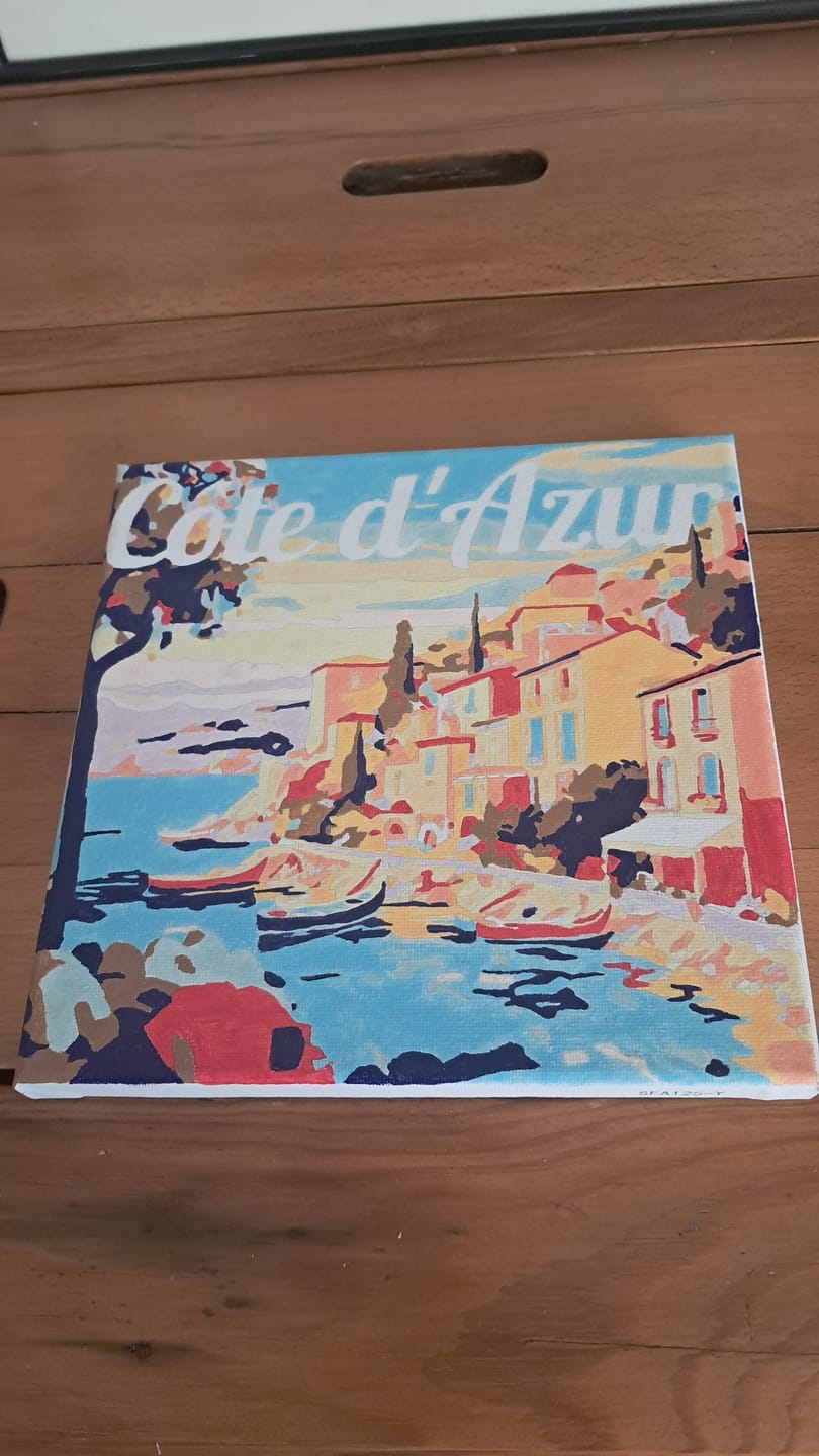 Customer photo review of Mini Peinture par Numéros 20x20cm avec cadre Côte d'Azur