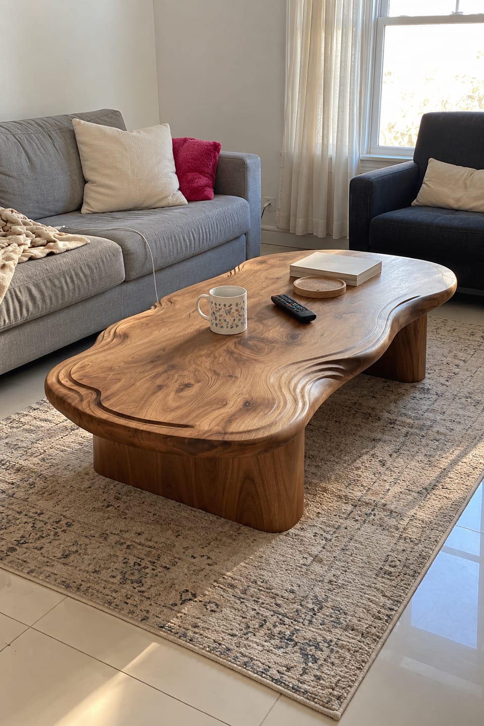 Customer photo review of Organic Live Edge Coffee Table – Natural Wood Center Table for Modern Living Room