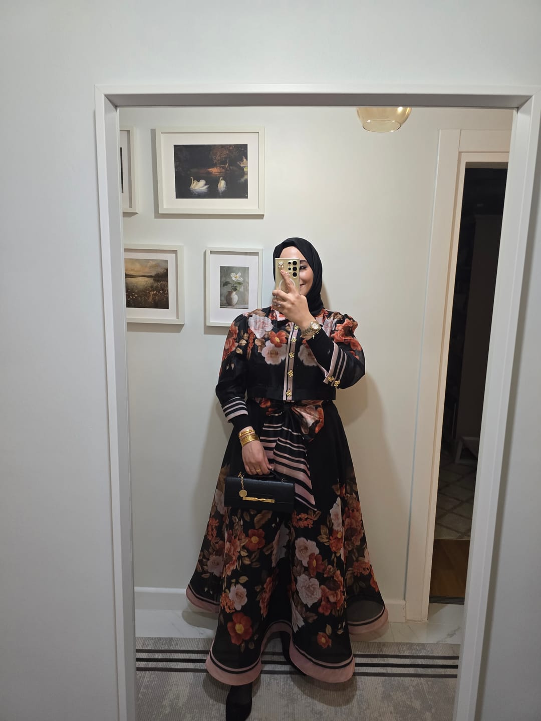 Customer photo review of FLORAL DESEN ETEK VE GÖMLEK TAKIM SİYAH