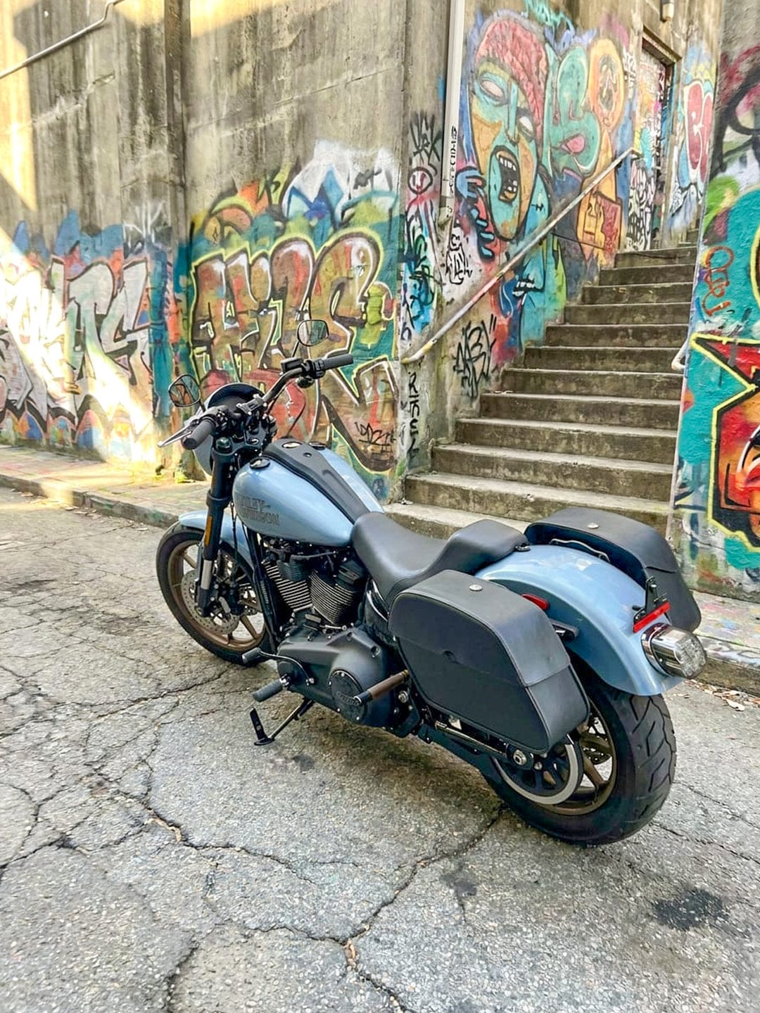 Customer photo review of 28L - Panzer Medium Quick Mount Leather Saddlebags For Harley Softail Low Rider S FXLRS