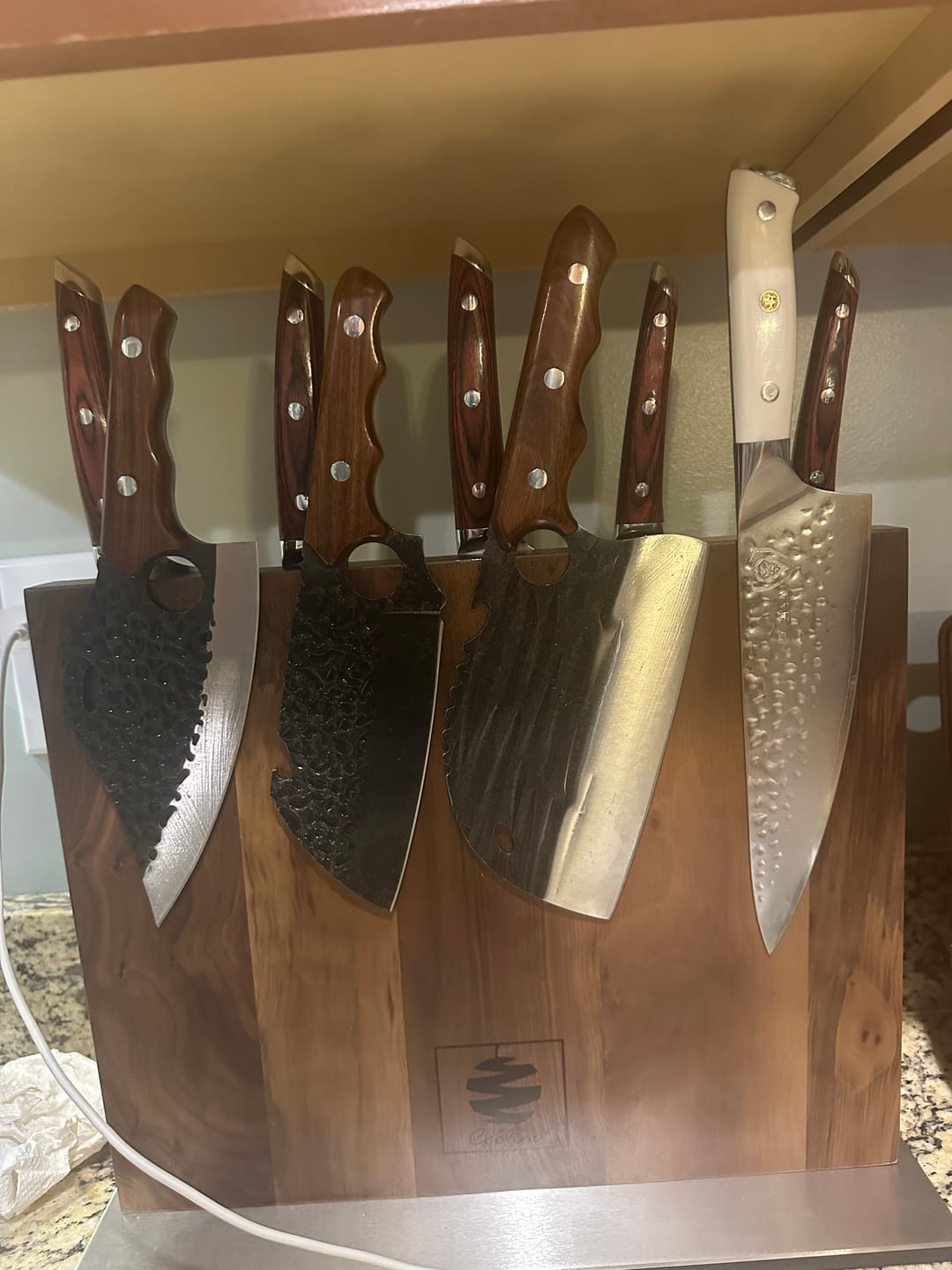 Customer photo review of FREE Walnut Magnetic Knives Holder