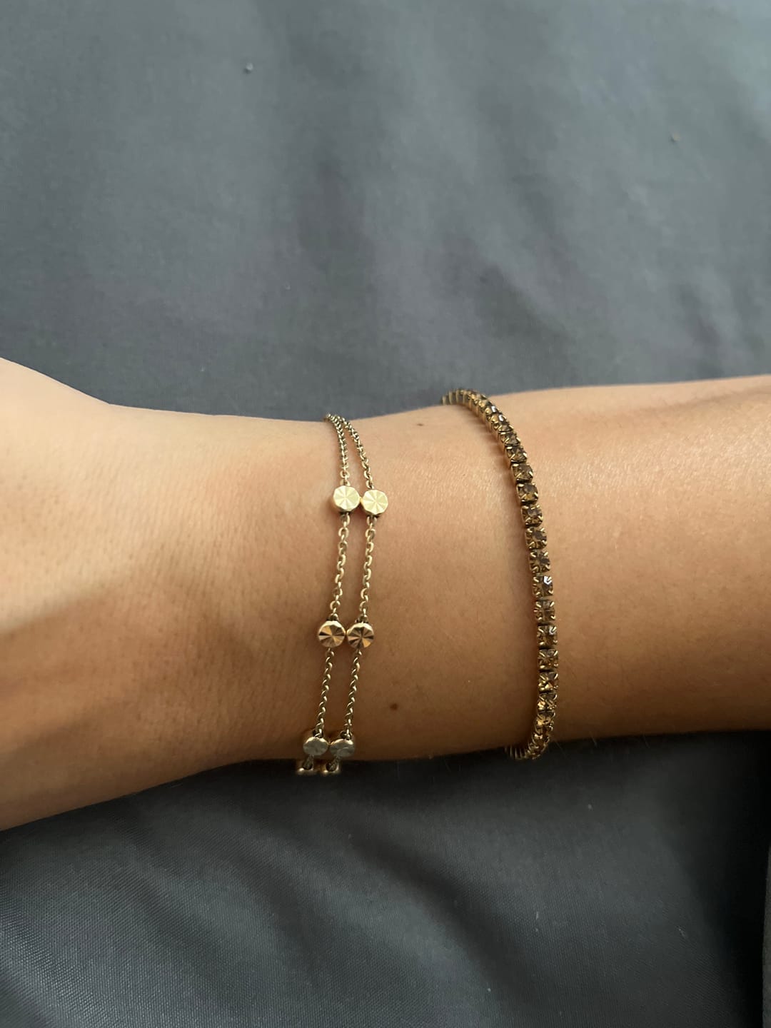 Customer photo review of Ava Gold Brown Bracelet