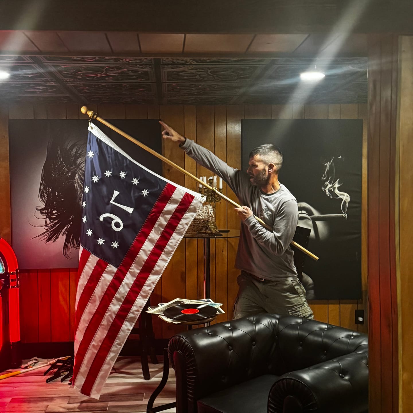 Customer photo review of 3' x 5' Bennington Flag Set