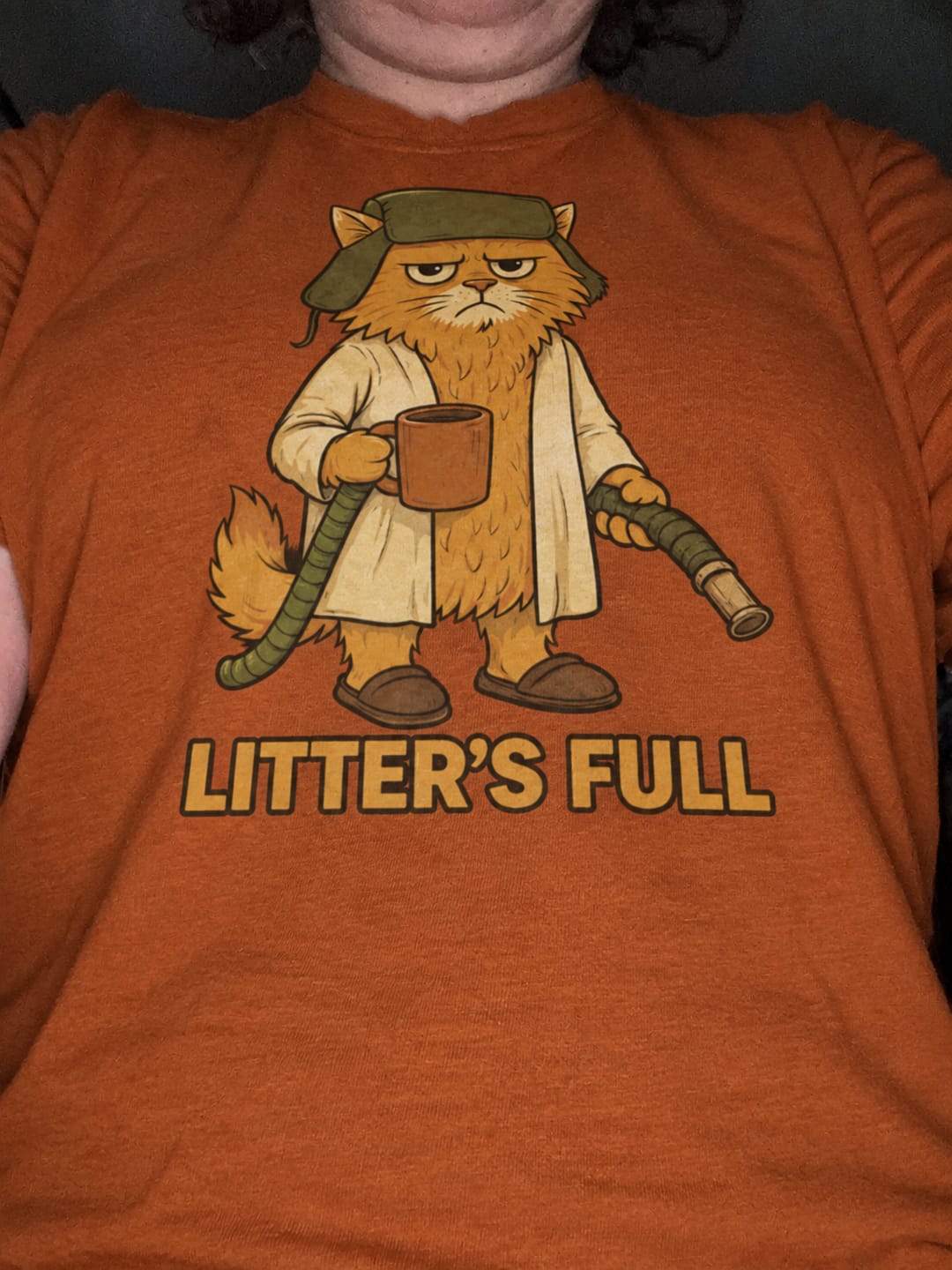 Customer photo review of Litter's Full Cat T-Shirt