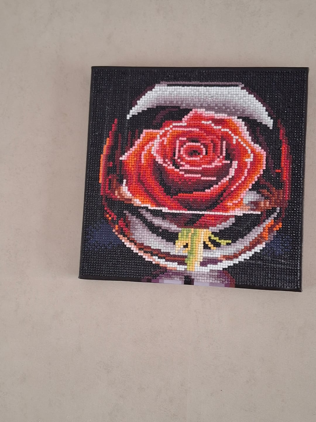 Customer photo review of Mini Diamond Painting 25x25cm - Rose Rouge dans le Verre