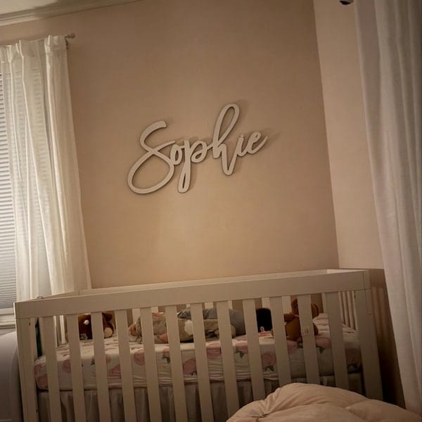 Customer photo review of Personalized Wooden Name Sign with LIVE PREVIEW (14 font options)