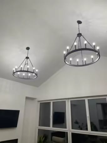 Customer photo review of Arden 15-Light Wagon Wheel Chandelier