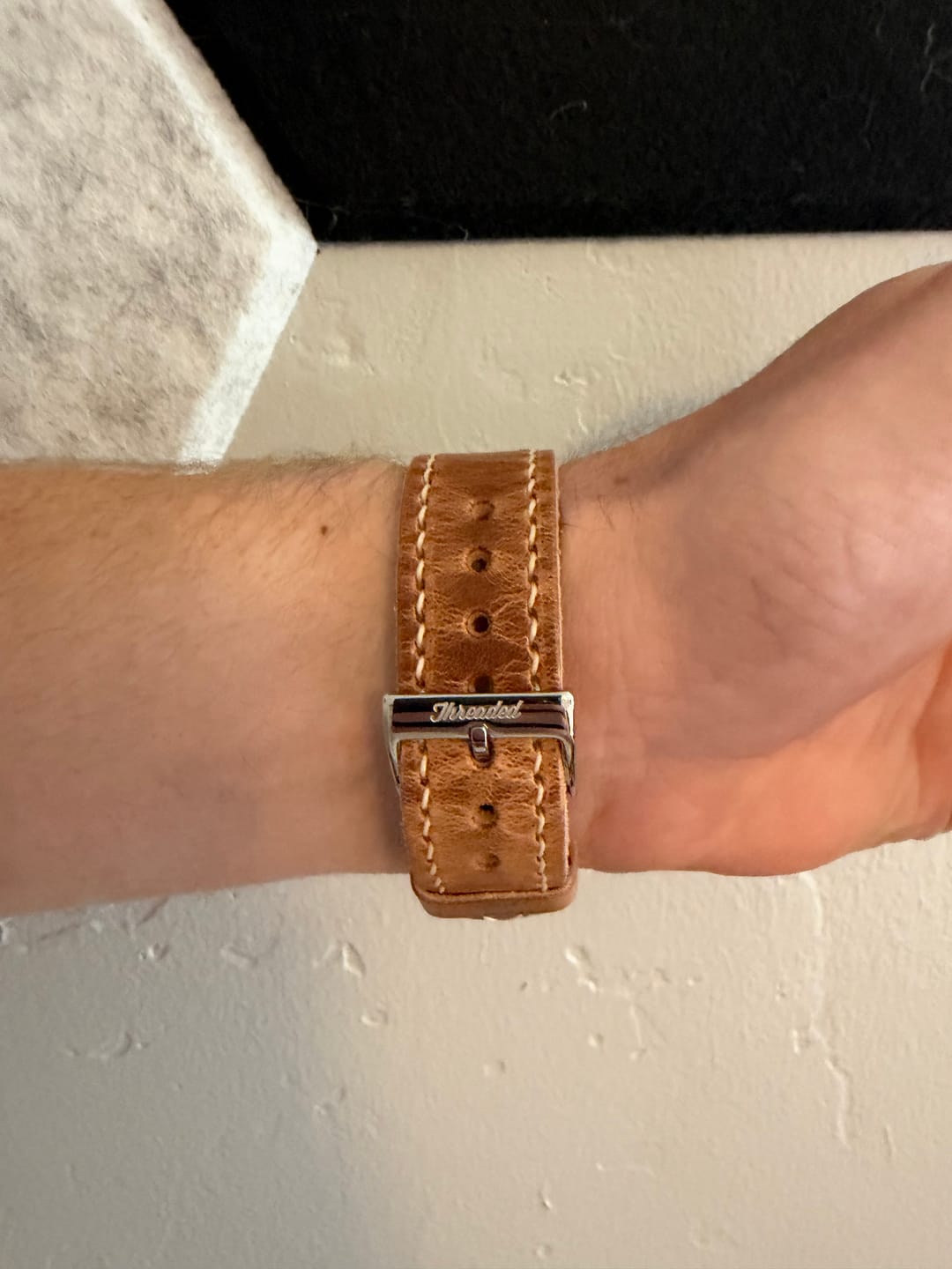 Customer photo review of Horween Natural Dublin Leather Watch Strap, Natural Thread