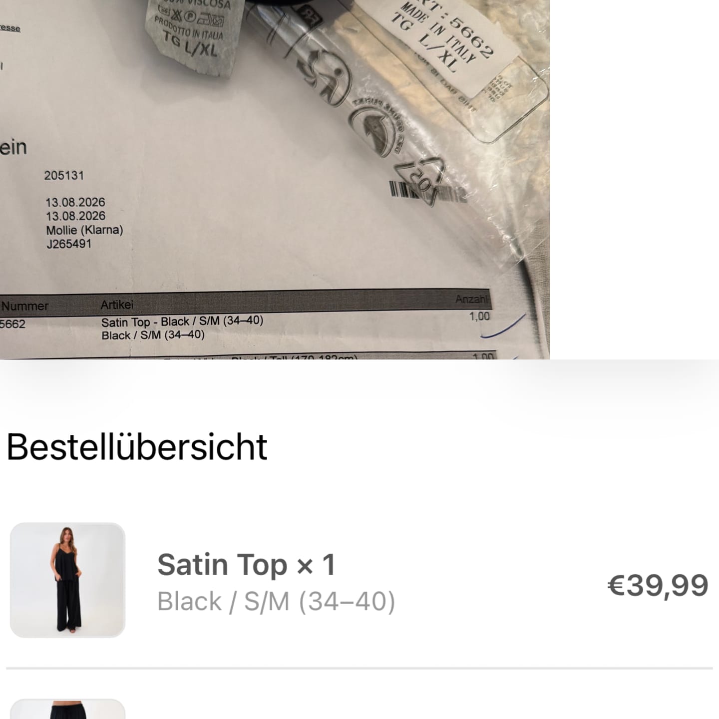 Customer photo review of Satin Top