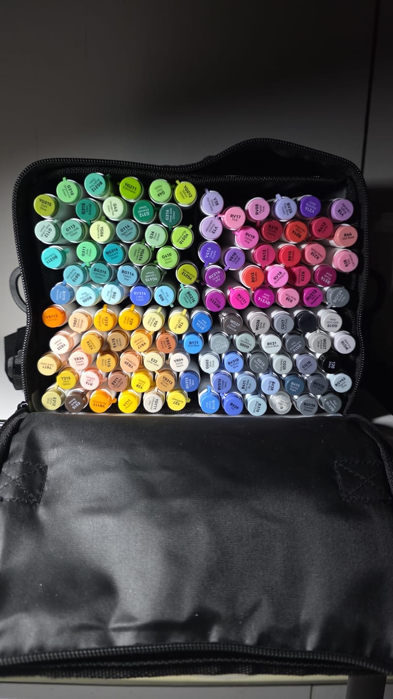 Customer photo review of Ohuhu Honolulu 120 Colors Dual Tips Alcohol Art Markers (New Color Codes)