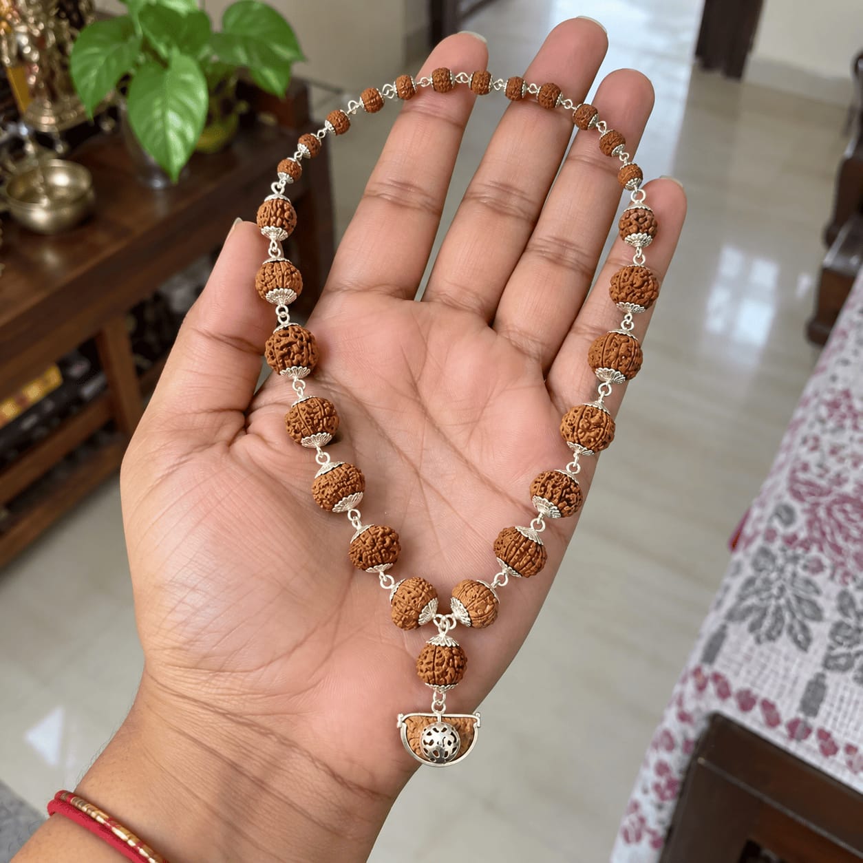 Customer photo review of 1-14 Mukhi Rudraksha Mala (Silver)