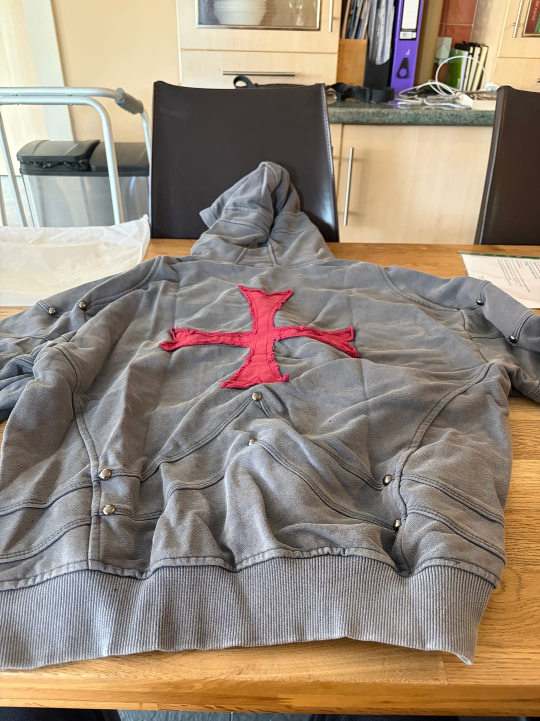 Customer photo review of Crusader Armor Hoodie - Gray