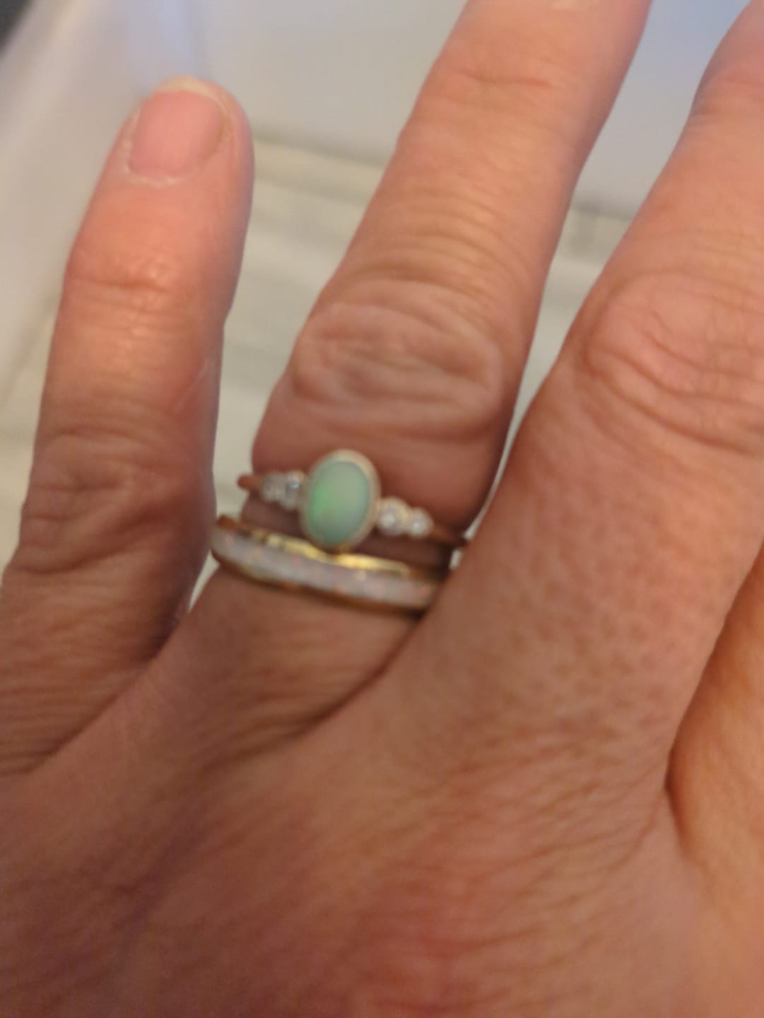 Customer photo review of The Golden White Opal 4mm Wonder Ring
