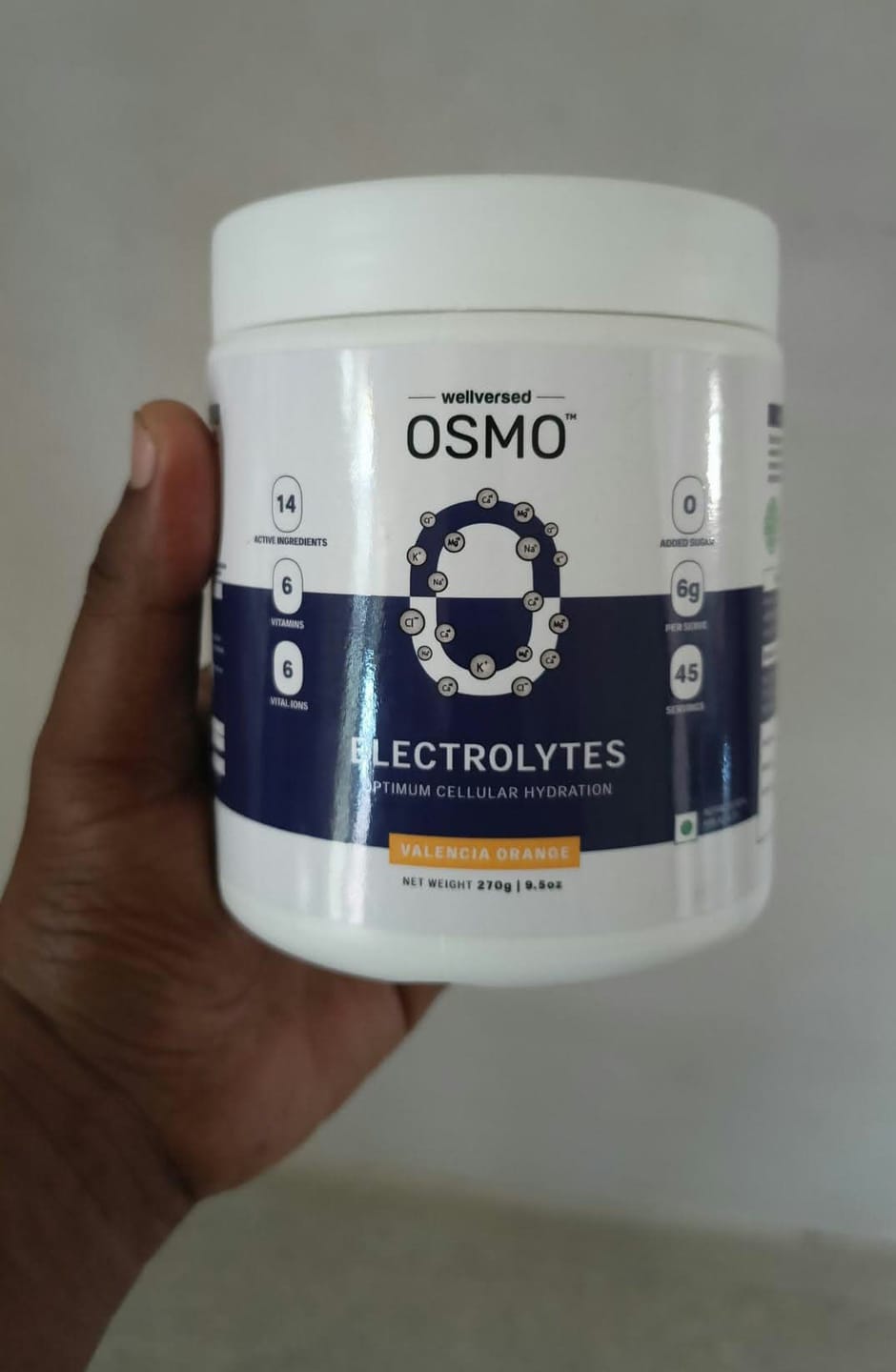 Customer photo review of OSMO - Electrolyte Hydration Blend (Advanced Salts + Taurine & Vitamins) | Valencia Orange Flavour (270g, 45 servings)