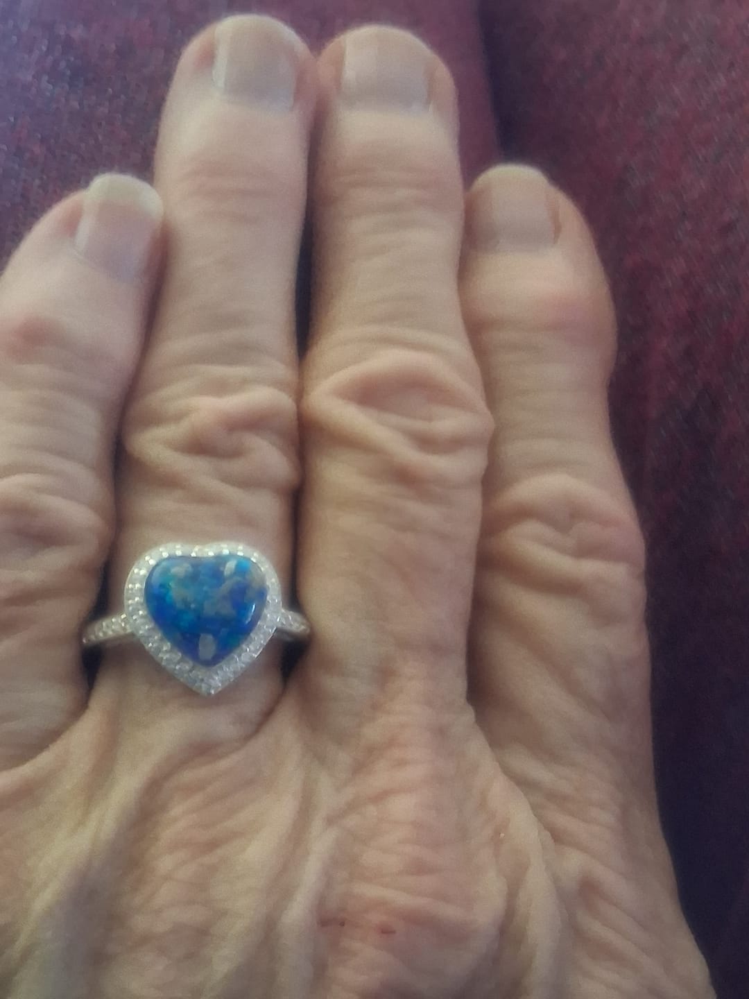 Customer photo review of Bedazzled Heart Cremation Ring