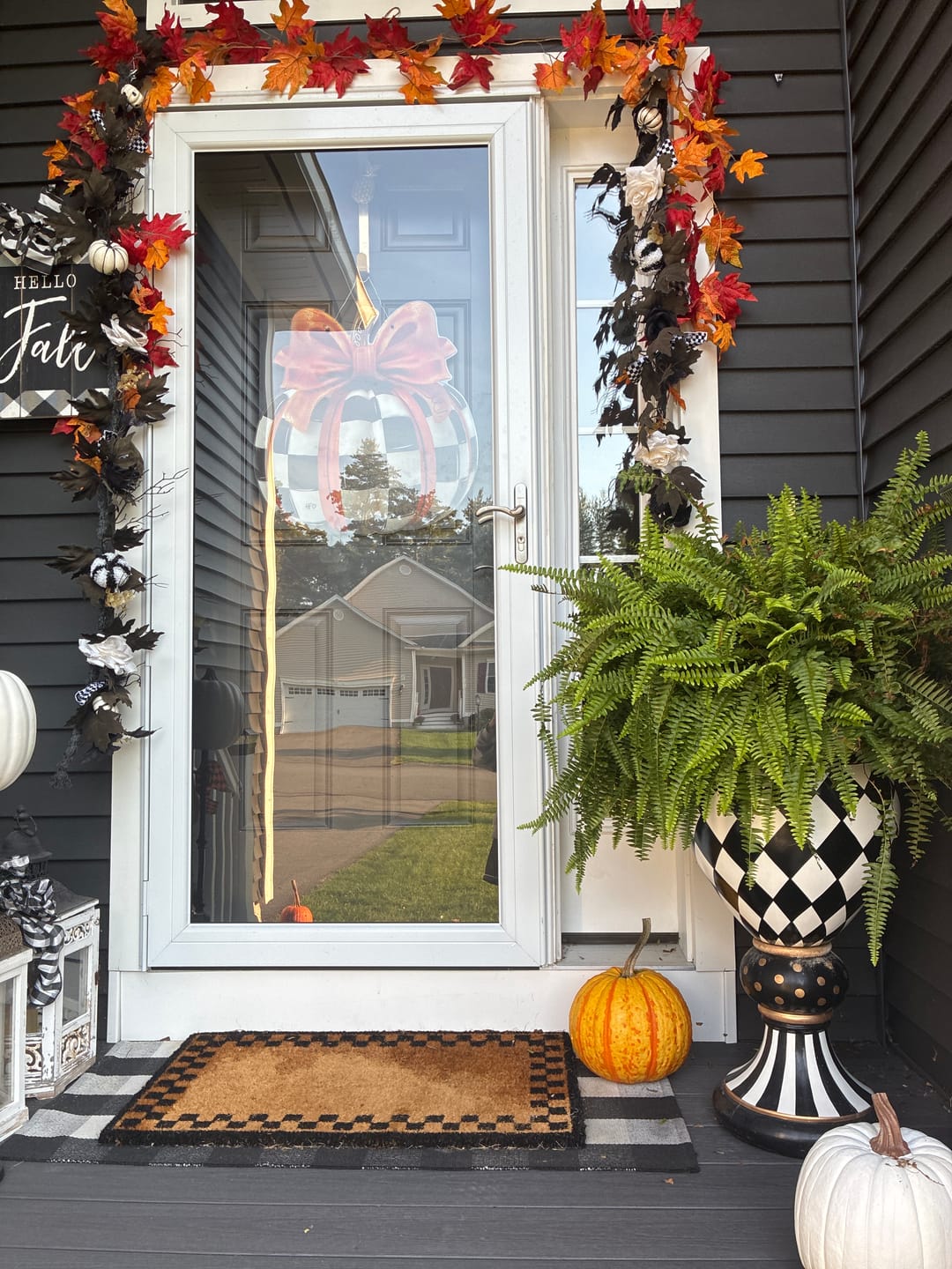 Customer photo review of Elegant Checkered Pumpkin Door Hanger