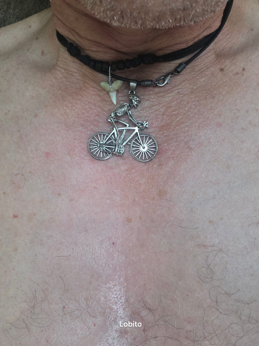 Customer photo review of Cycolinks Skeleton Biker Necklace
