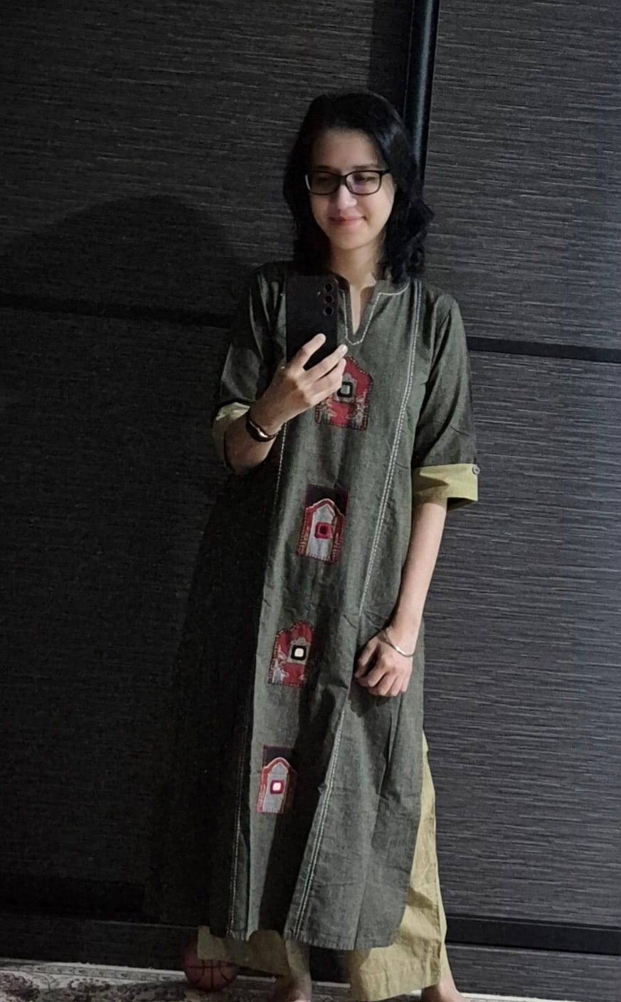 Customer photo review of Co-ord Set Crimson Dune Mystic Doorway Long Panel Kurta and Pants (Set of 2)