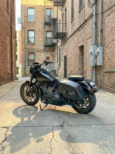 Customer photo review of 42L - Baldur Extra Large Leather Wrapped Motorcycle Hard Saddlebags for Harley Softail Low Rider S FXLRS