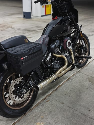 Customer photo review of 18L - Patriot Medium Motorcycle Throw Over Saddlebags for Harley Softail Low Rider S FXLRS