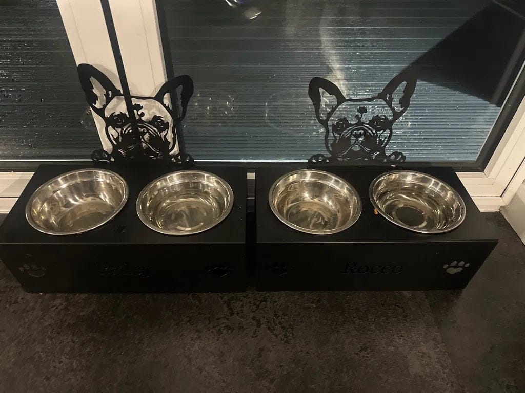 Customer photo review of Custom Name Dog Bowl Stand - French Bulldog