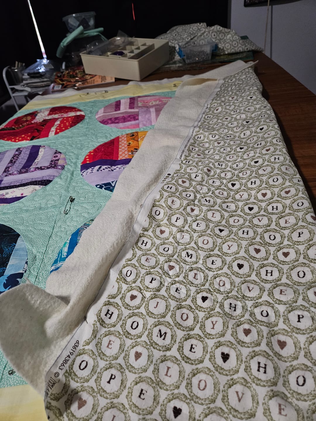 Customer photo review of CLEARANCE - $25 Whole 8 Yard Bolt Liquidation Camelot Love Wreath on White