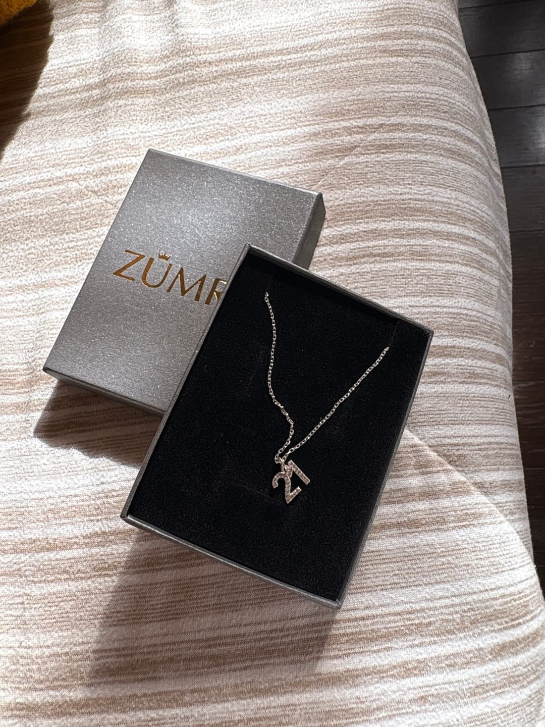 Customer photo review of Custom Number Necklace with Stones