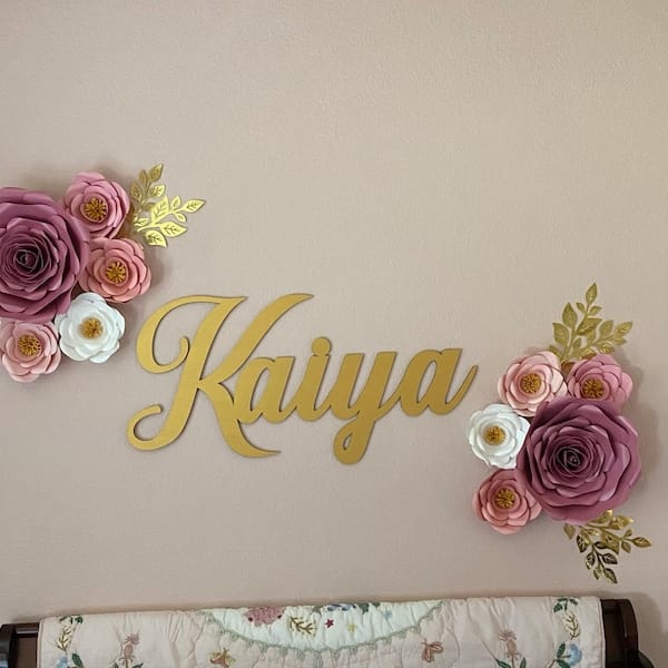 Customer photo review of Personalized Wooden Name Sign with LIVE PREVIEW (14 font options)