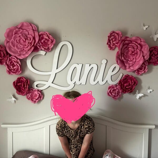 Customer photo review of Personalized Wooden Name Sign with LIVE PREVIEW (14 font options)