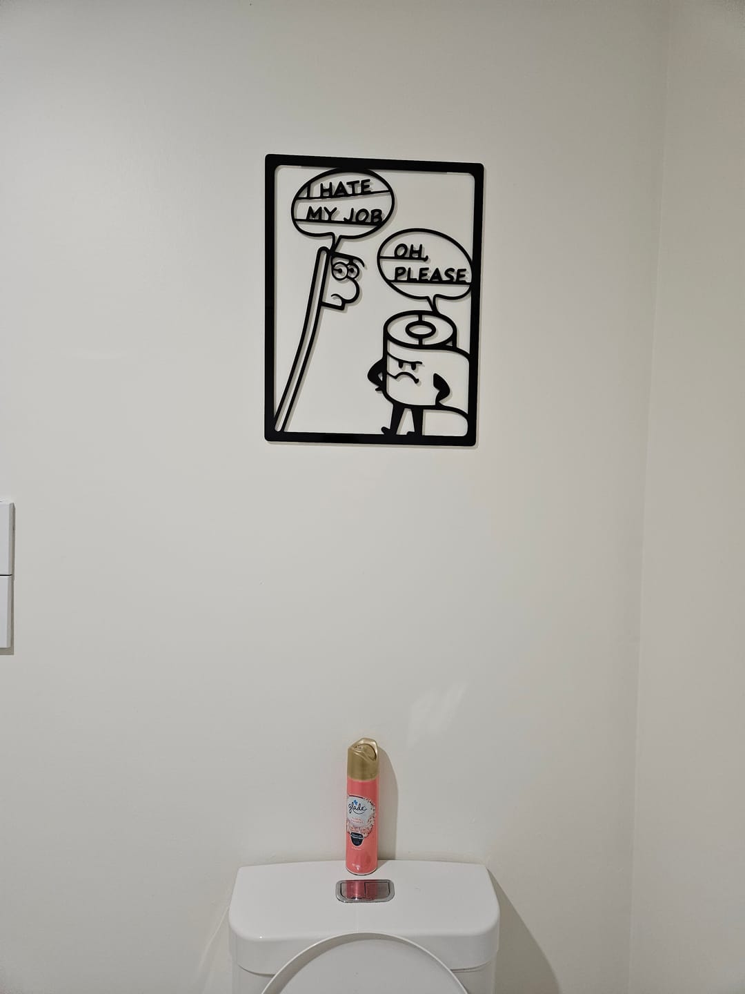 Customer photo review of I Hate My Job Bathroom Wall Art