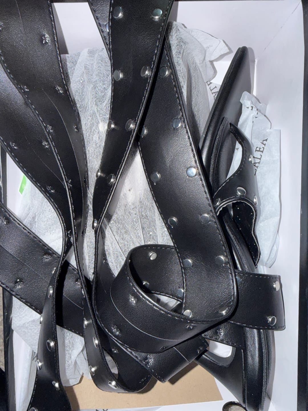 Customer photo review of SODALITE-BLACK WRAP-AROUND STILETTO SANDAL
