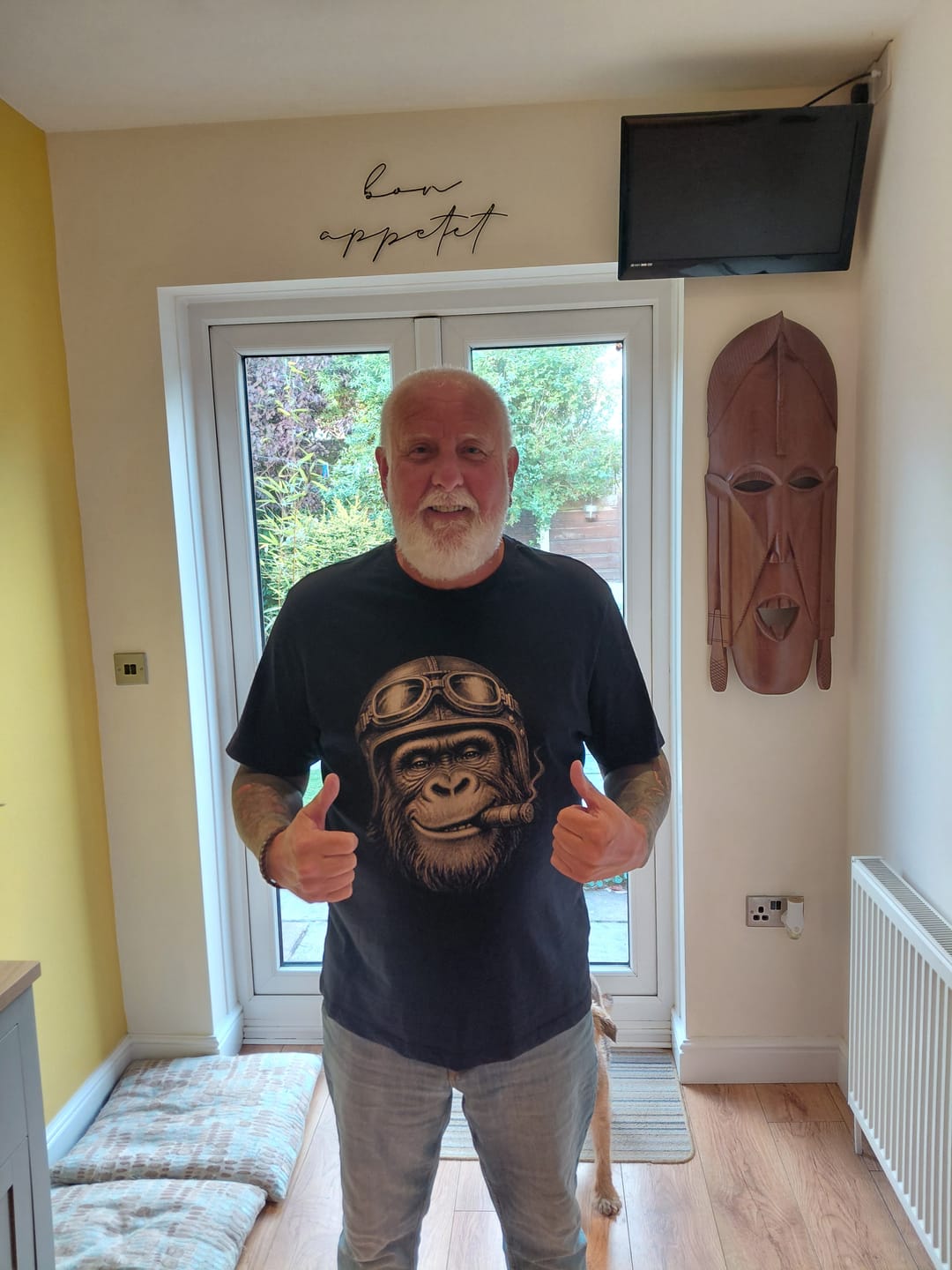 Customer photo review of Chimp Helmet Motorcycle T-Shirt