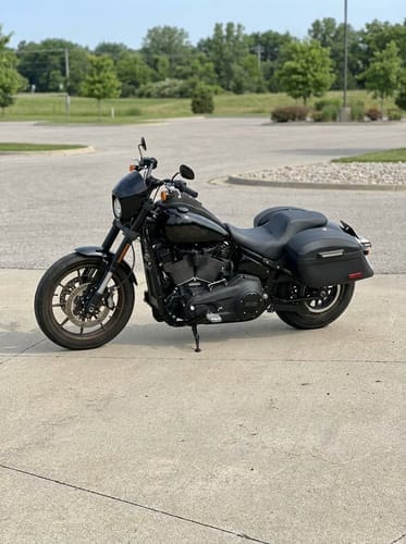 Customer photo review of 44L - Lamellar Stallion Extra Large Leather Covered Motorcycle Hard Saddlebags for Harley Softail Low Rider S FXLRS