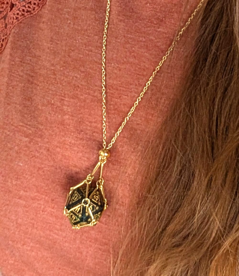 Customer photo review of Interchangeable D20 Dice Holder Necklace/Bracelet