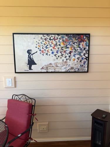 Customer photo review of BANKSY FLYING BUTTERFLIES CANVAS