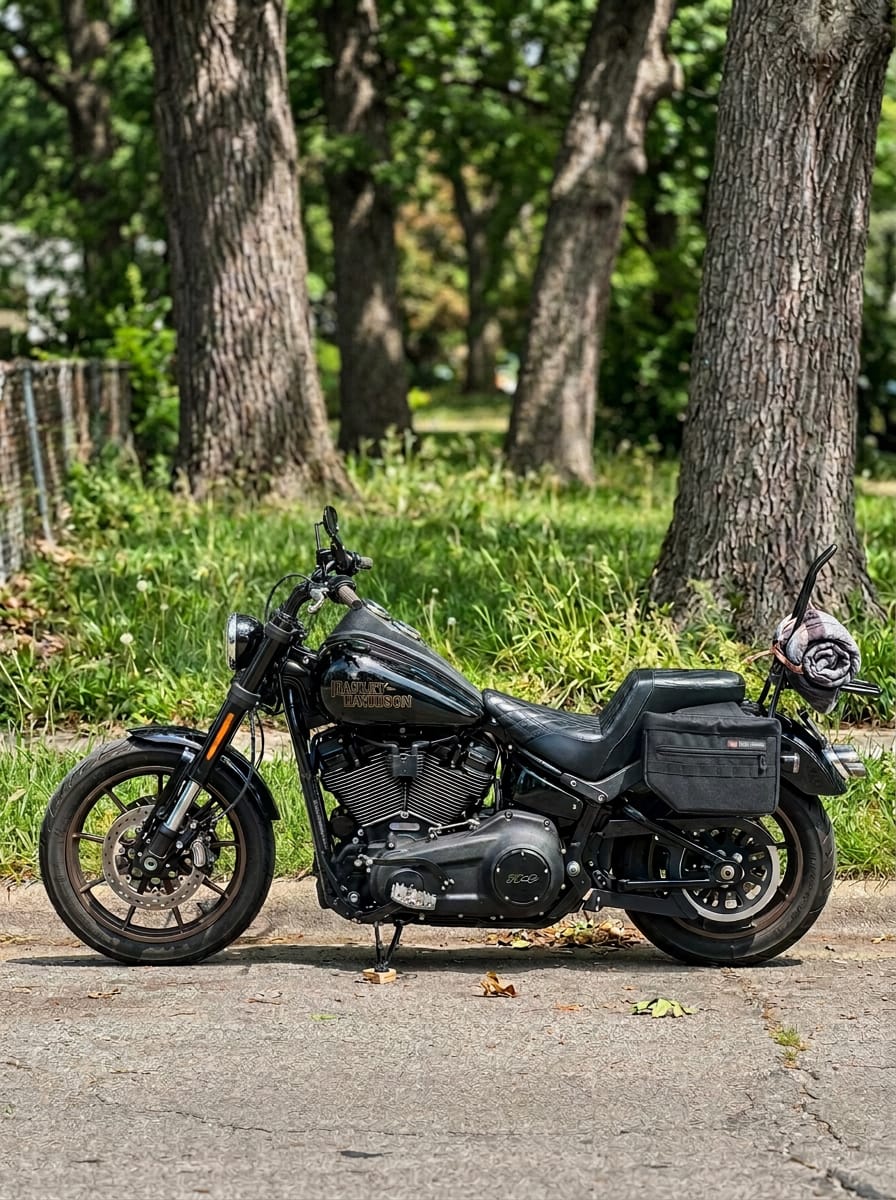 Customer photo review of 18L - Patriot Medium Motorcycle Throw Over Saddlebags for Harley Softail Low Rider S FXLRS
