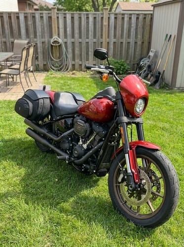 Customer photo review of 60L - Stealth XL Quick Mount Saddlebags for Harley Softail Low Rider S FXLRS