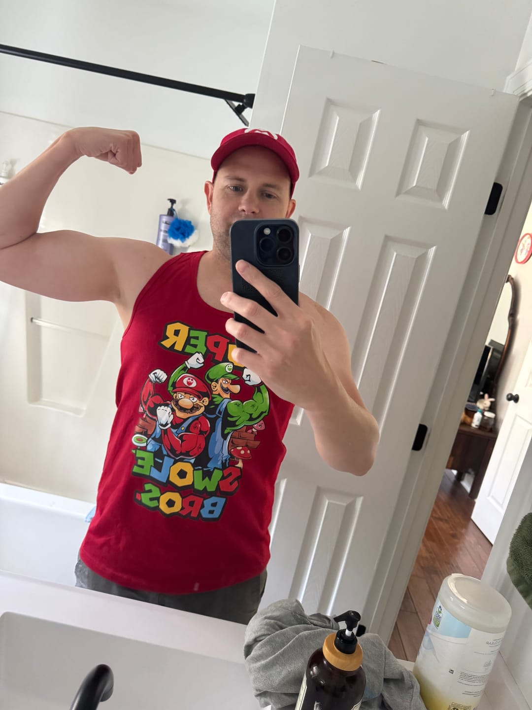 Customer photo review of Super Swole Bros Premium Tank Top