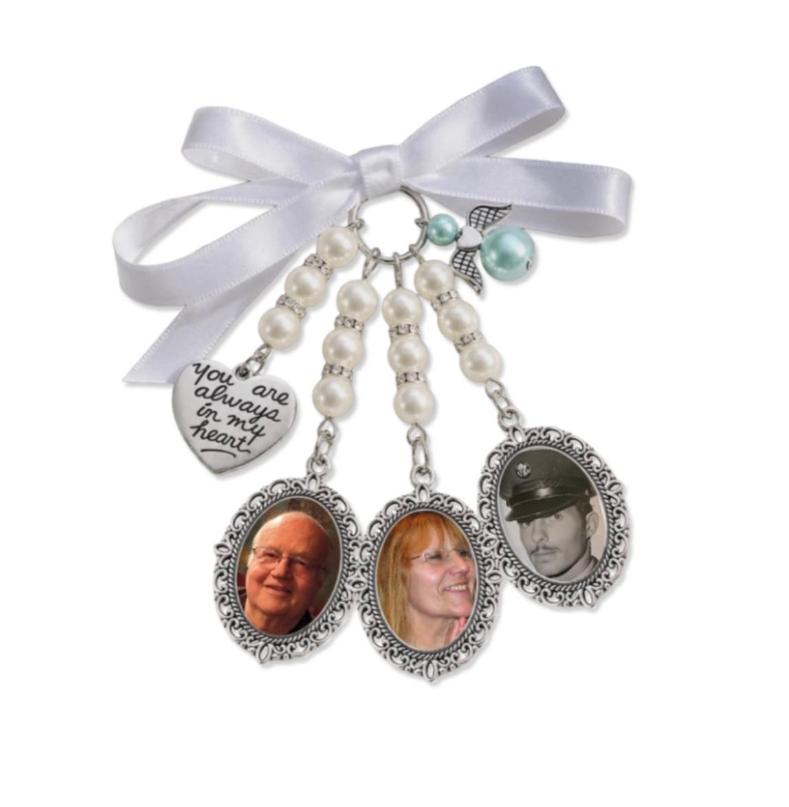 Customer photo review of Custom Photo Bouquet Charm - Personalized Memorial Sympathy Gifts For Brides - In Loving Memory