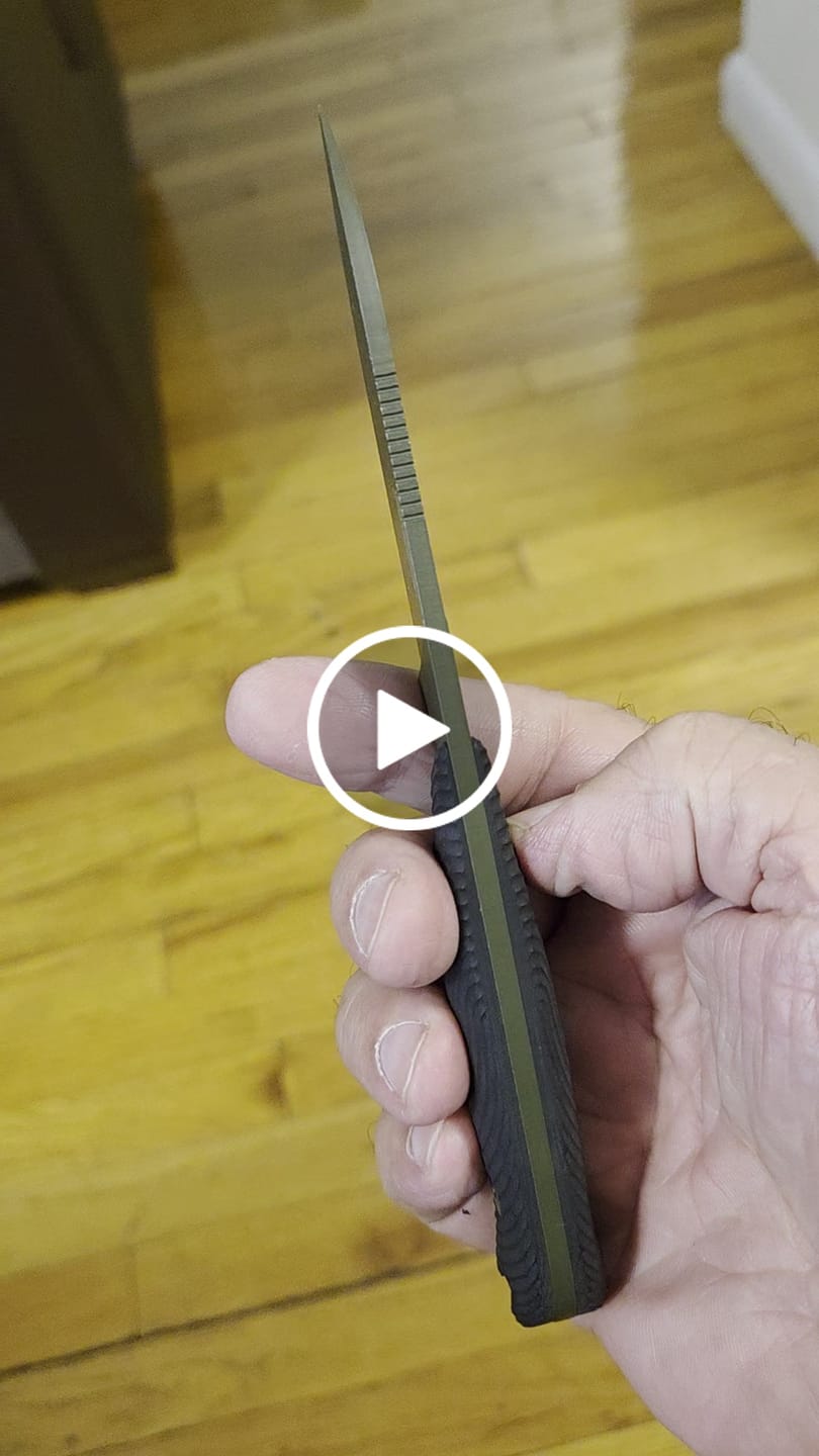 Customer video review of Hellbender Ranch Hand, 3.0" CPM-MagnaCut Sheepsfoot, OD Green Cerakote, Black G10, Leather Sheath, Made in USA (HB-RANCHHAND-OD-BLK-LTHR)