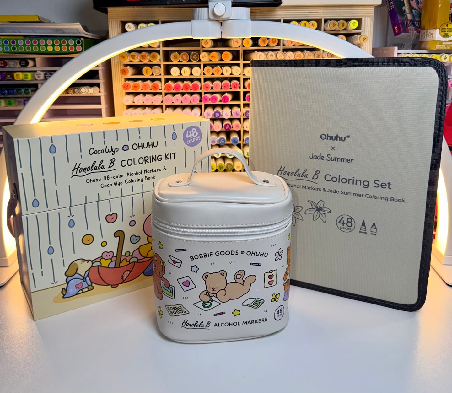 Customer photo review of Ohuhu x Coco Wyo Cozy Mood Coloring Kit, Honolulu B 48 Colors Alcohol Markers with Brush & Fine Dual Tips, Coloring Book with Mood Tracker Pages