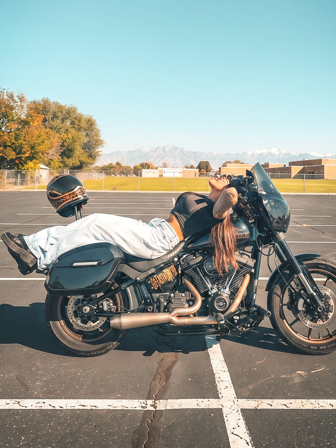 Customer photo review of 32L - Darkin Large Quick Mount Painted Hard Saddlebags for Harley Softail Low Rider S FXLRS