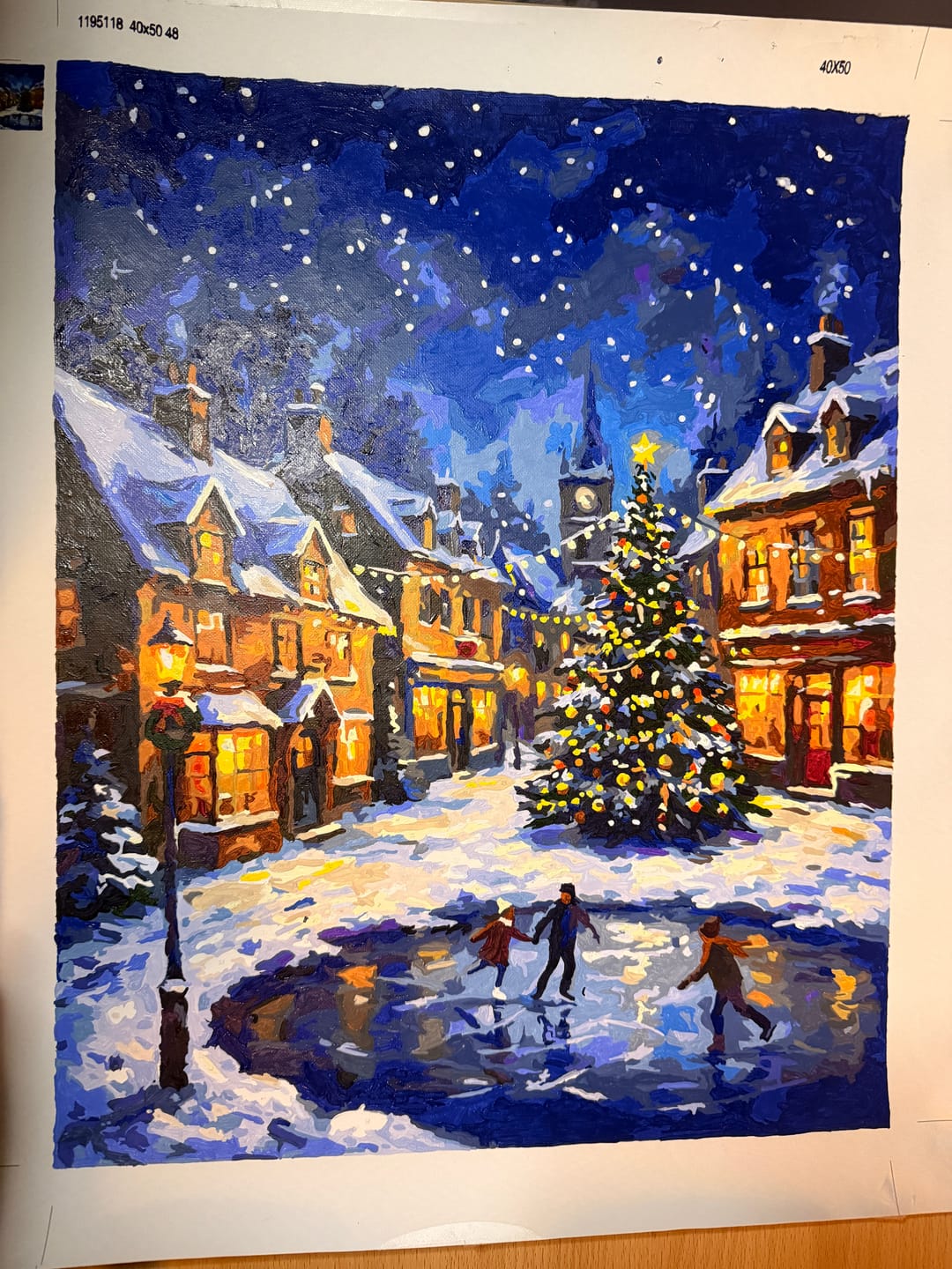 Customer photo review of Christmas Village Snow Night (Paint by Numbers)