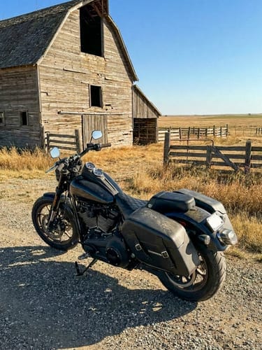 Customer photo review of 42L - Baldur Extra Large Leather Wrapped Motorcycle Hard Saddlebags for Harley Softail Low Rider S FXLRS