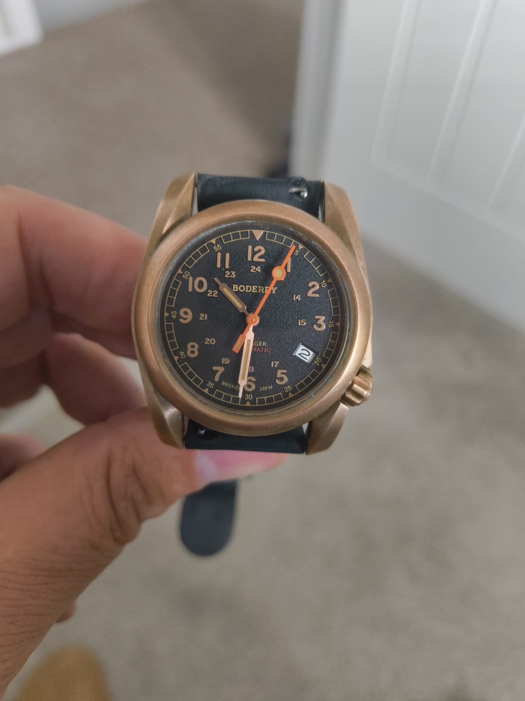 Customer photo review of VOYAGER - 100M Waterproof Bronze Automatic Field Watch | Black