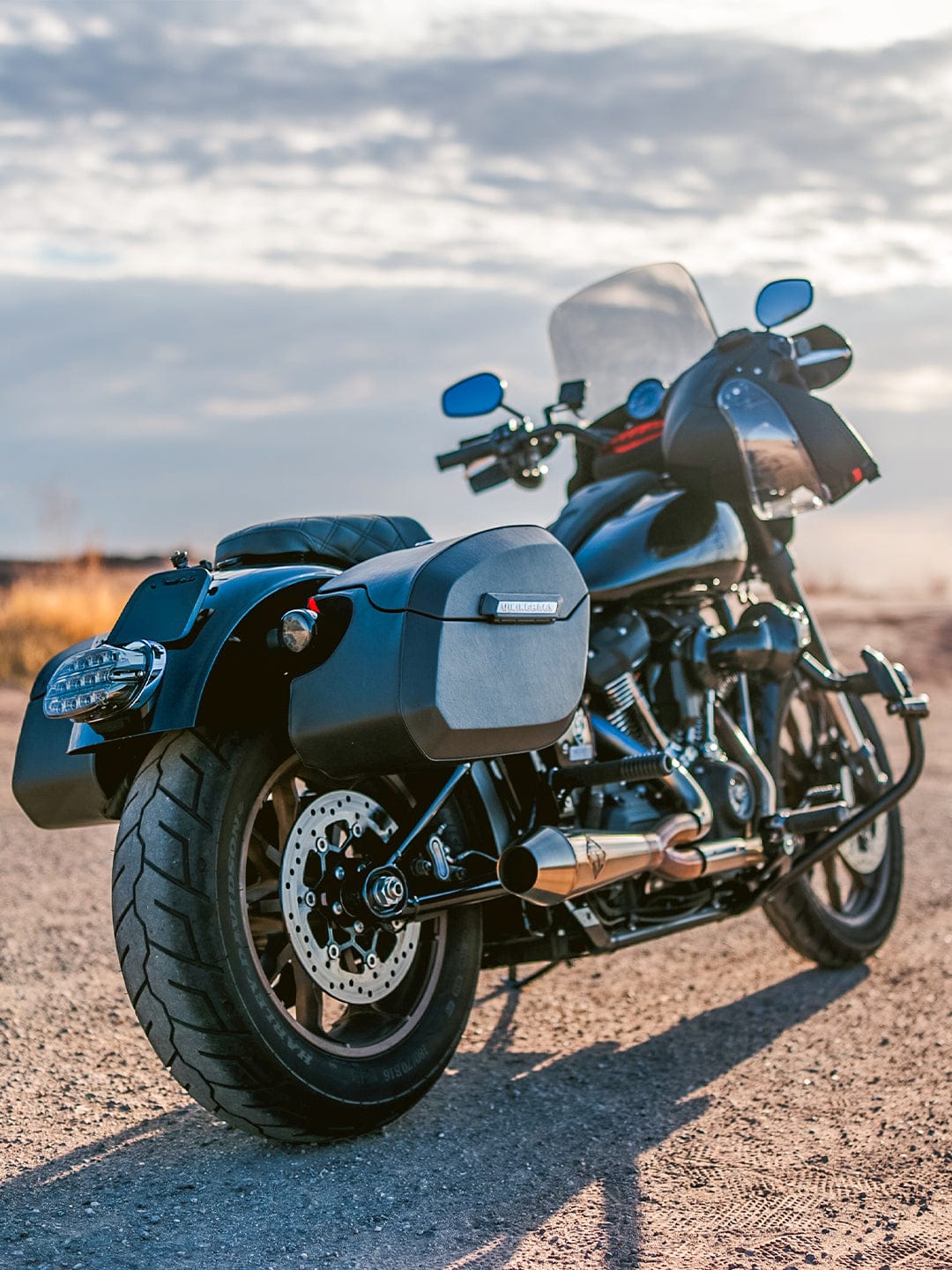Customer photo review of 32L - Darkin Large Quick Mount Leather Wrapped Hard Saddlebags for Harley Softail Low Rider S FXLRS
